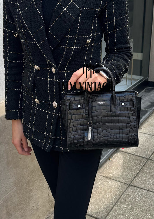 Borsa Sac De Jour Nano Goffrata Coccodrillo Saint Laurent