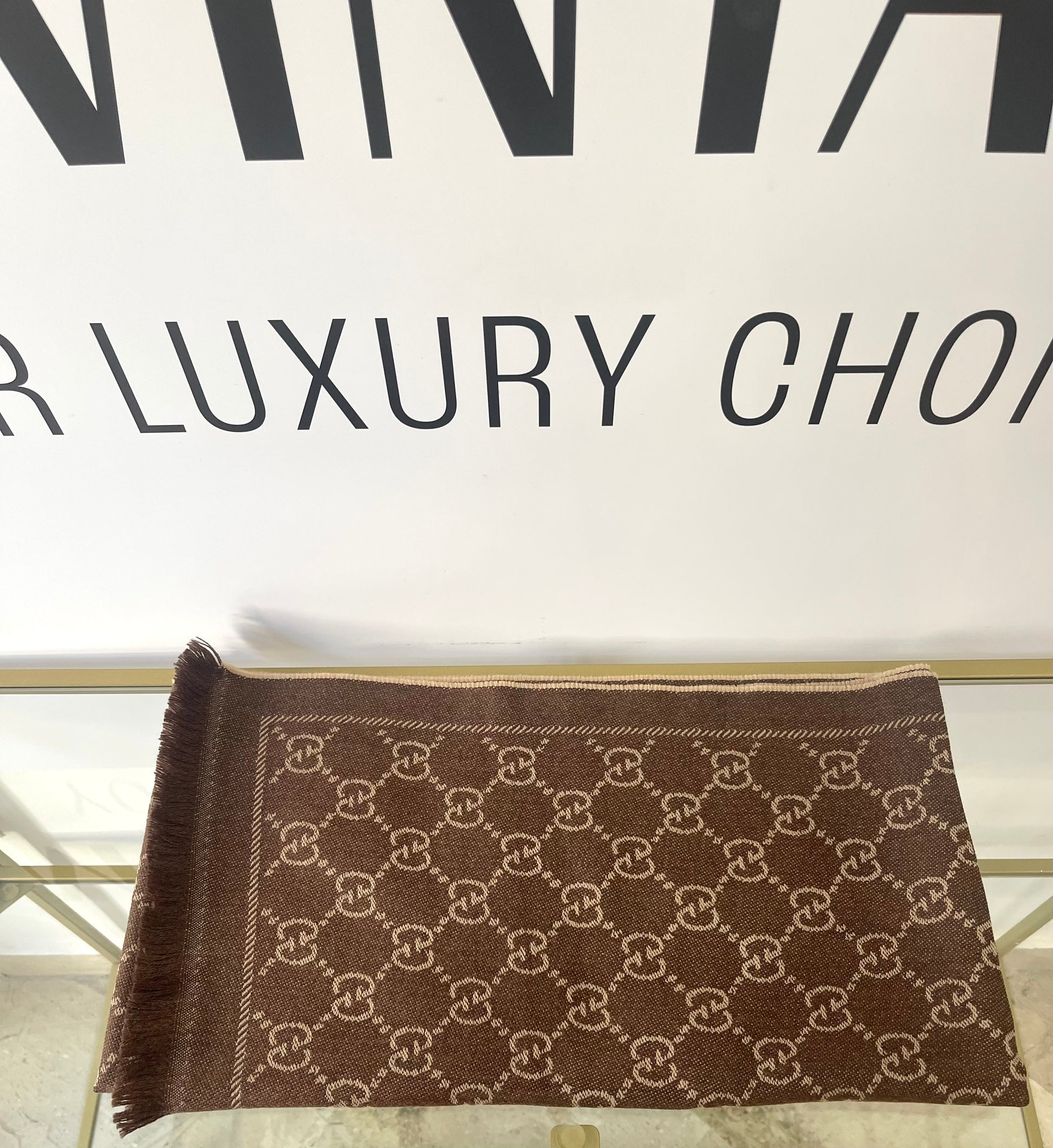 Sciarpa GG jacquard sabbia/marrone Gucci