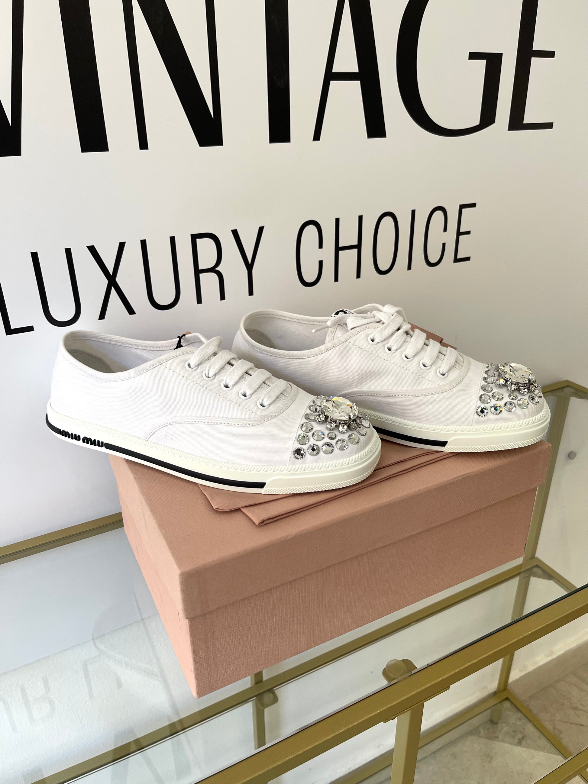 Sneakers con cristalli Miu Miu