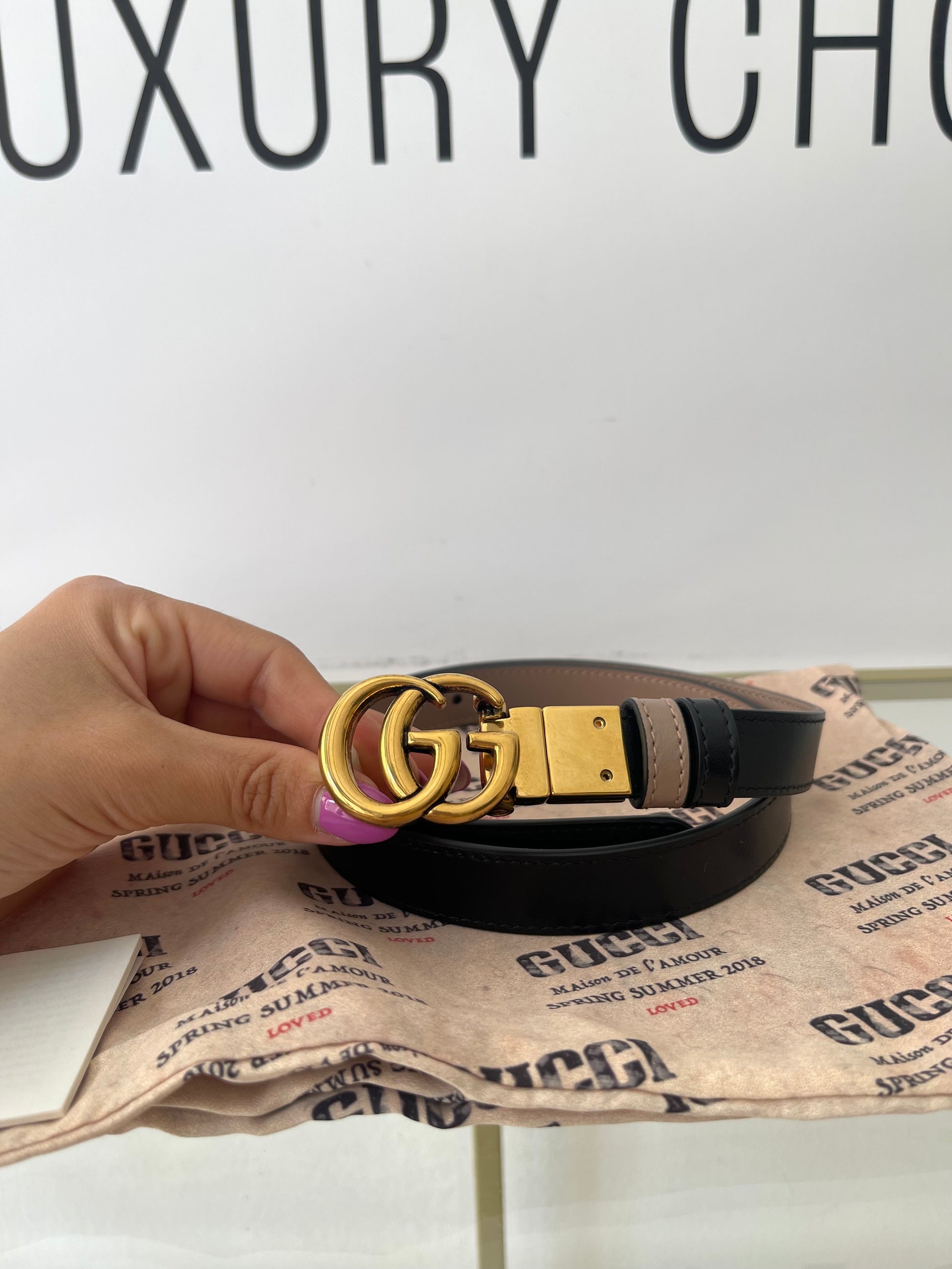 Cintura reversibile GG Marmont 2 cm Gucci