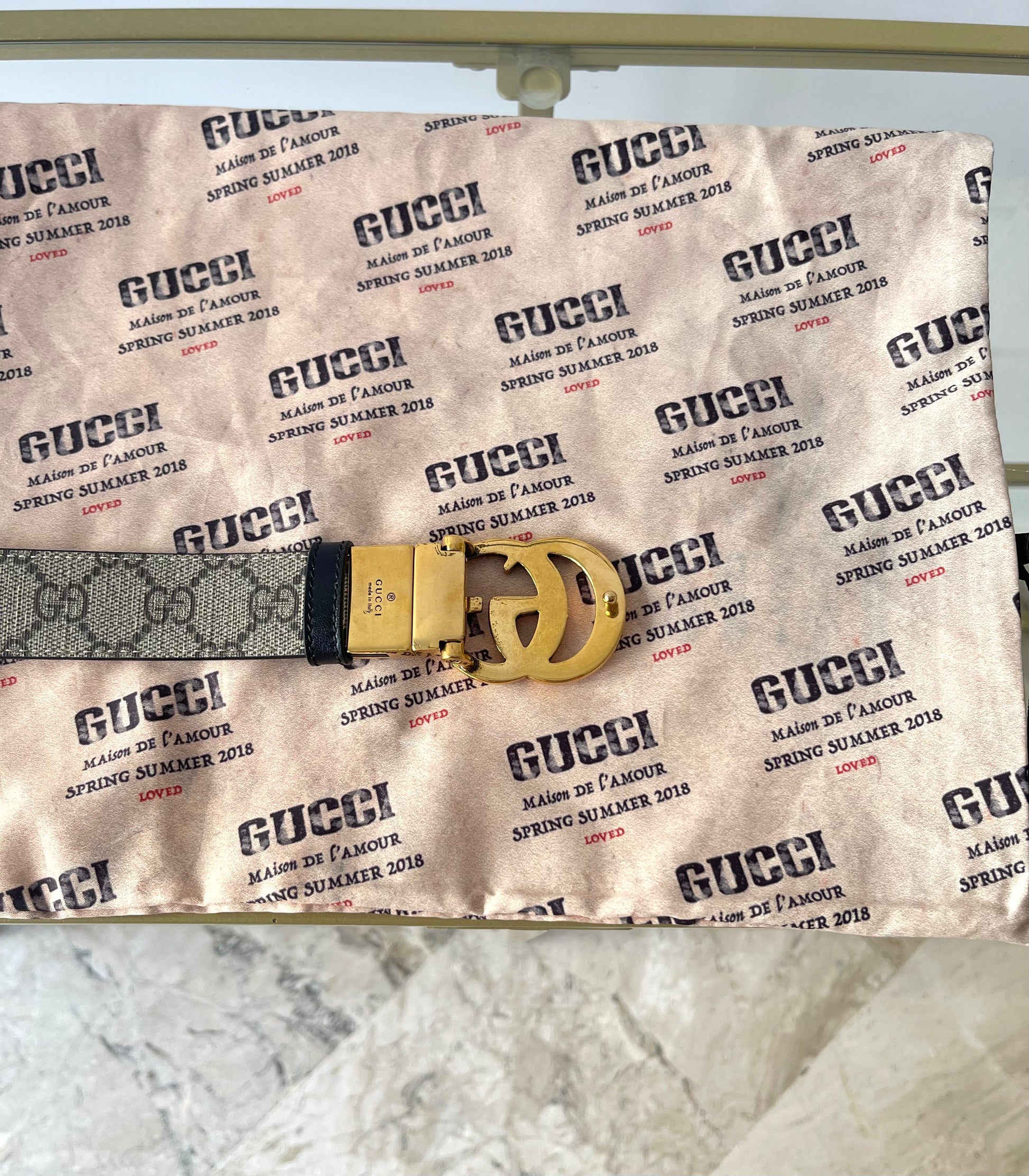 Cintura Reversibile GG Marmont Supreme 3 cm Gucci
