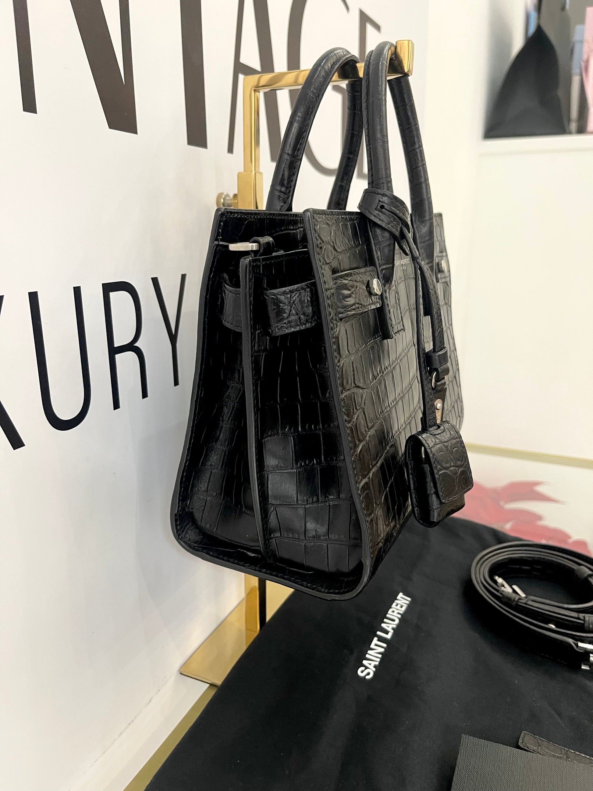 Borsa Sac De Jour Nano Goffrata Coccodrillo Saint Laurent