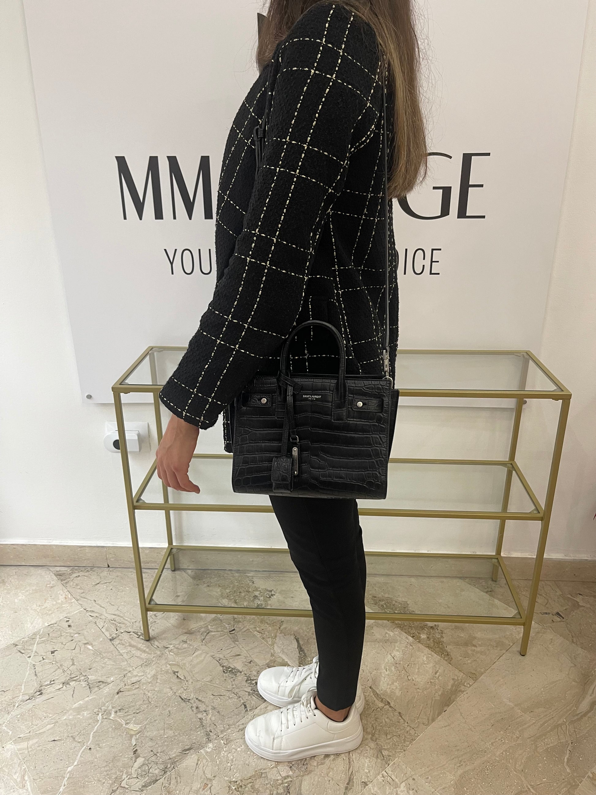 Borsa Sac De Jour Nano Goffrata Coccodrillo Saint Laurent