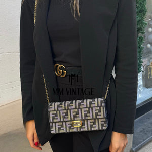 Wallet On Chain Baguette in denim Fendi