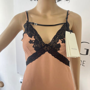 Abito con dettagli in pizzo nero Gucci