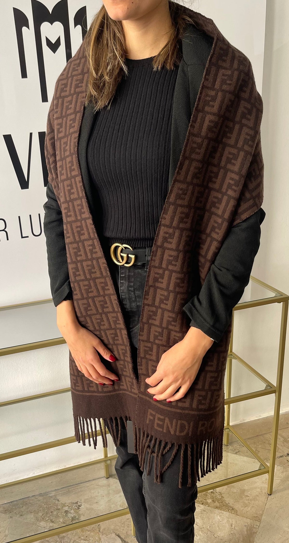 Sciarpa con motivo FF Jacquard Fendi