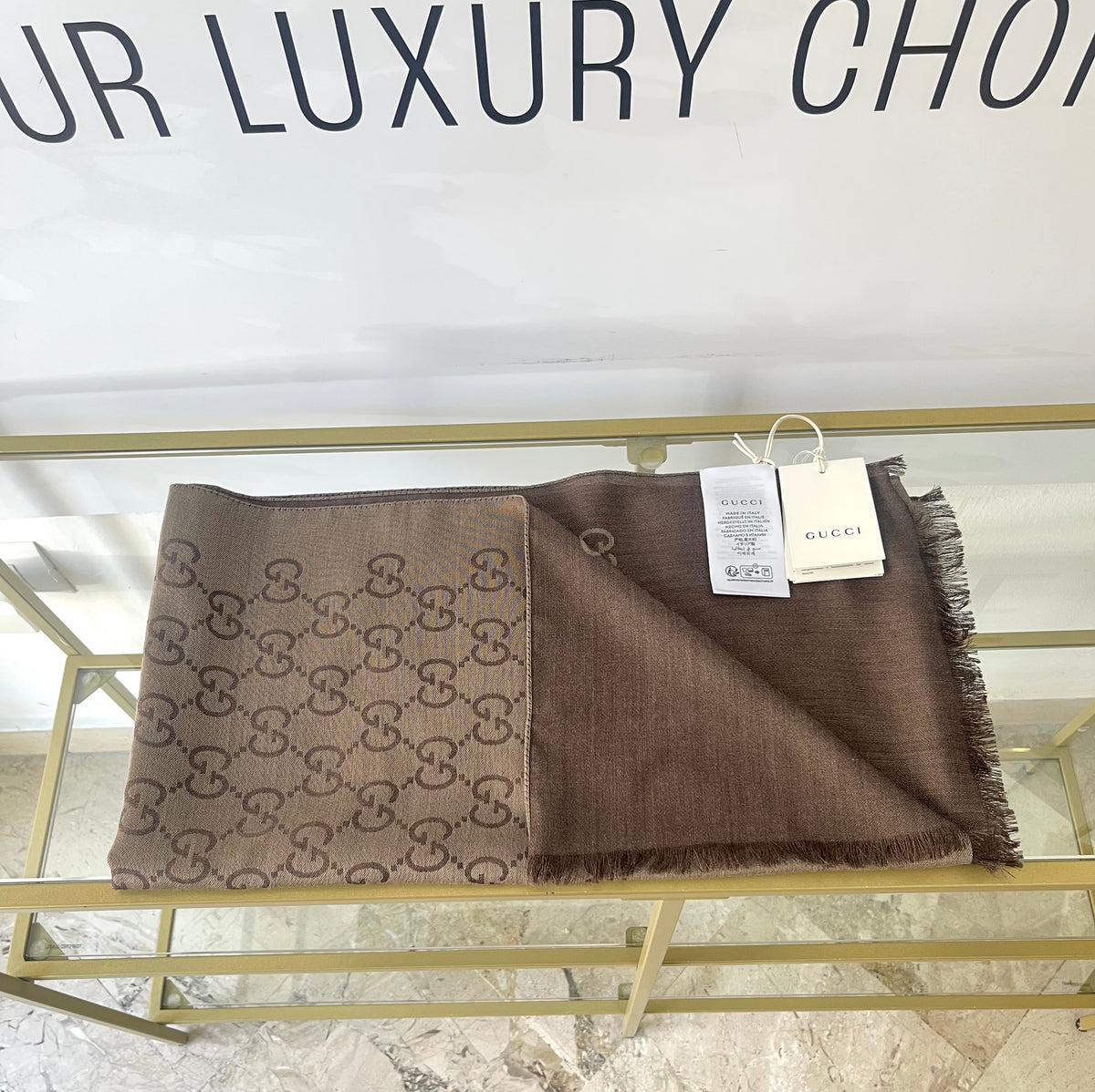 Stola GG in Lana e Seta Reversibile Gucci