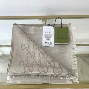 Stola GG  in lana e seta reversibile Gucci