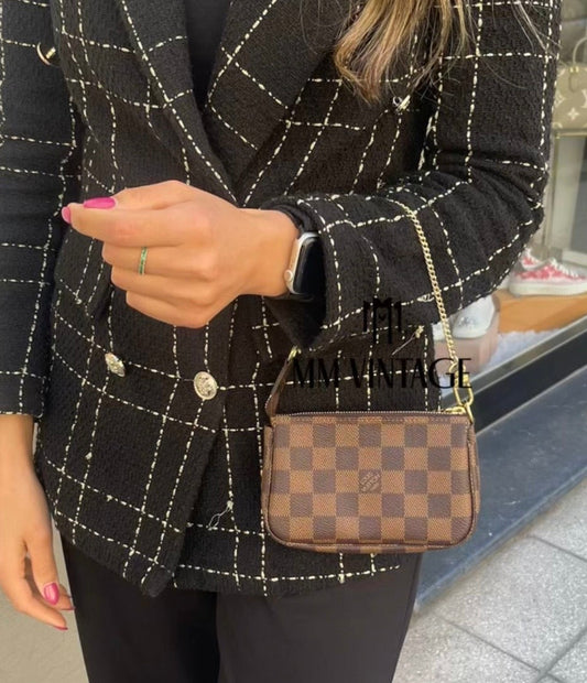 Borsa Mini Pochette Accessoires Damier Ebène Louis Vuitton