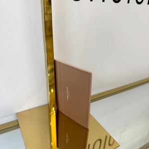 Portacarte in pelle martellata Saint Laurent beige scuro