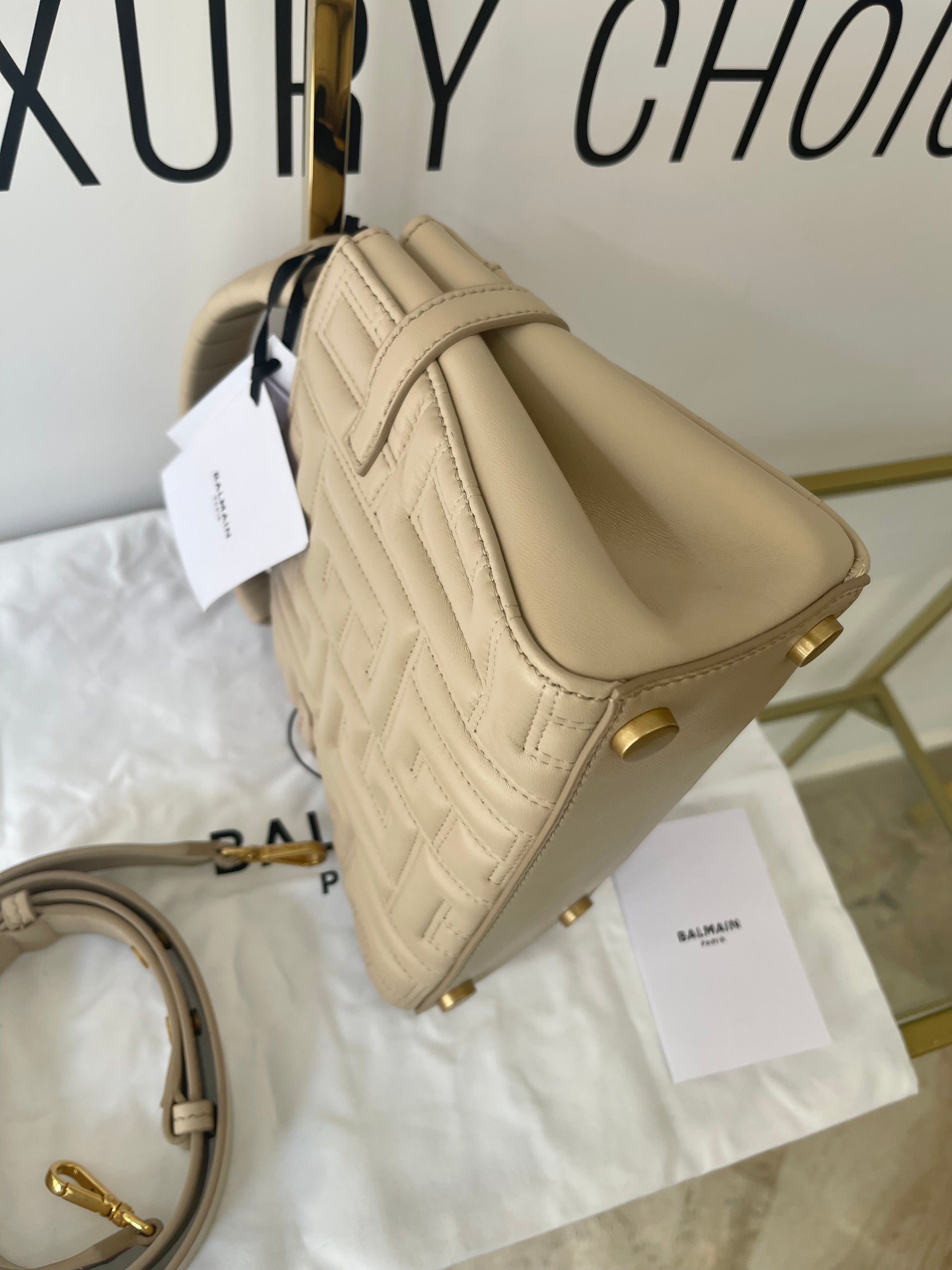 Borsa B-Buzz pelle trapuntata 22 Beige Balmain