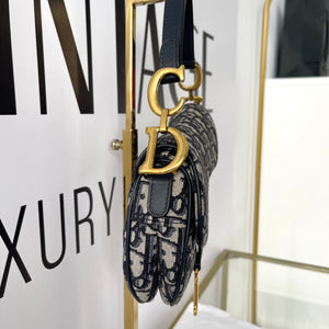 Borsa Mini Saddle Jacquard blu Dior