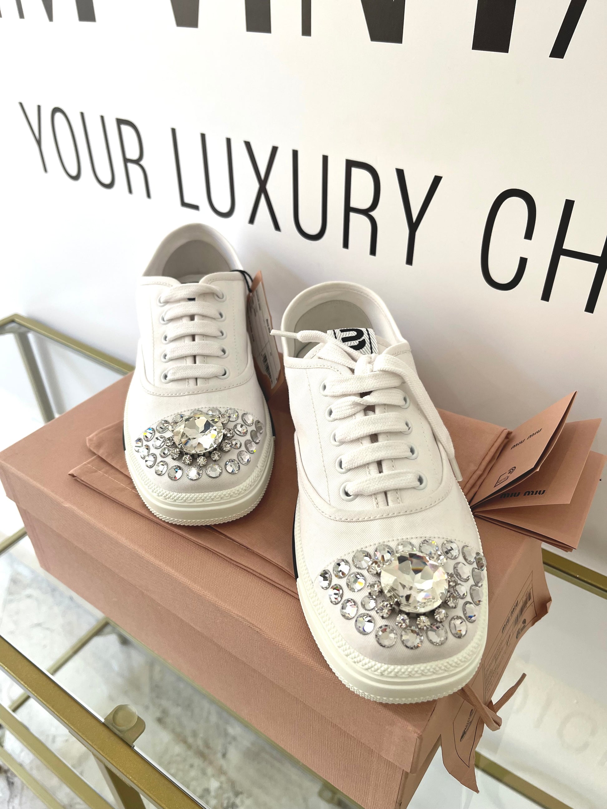 Sneakers con cristalli Miu Miu