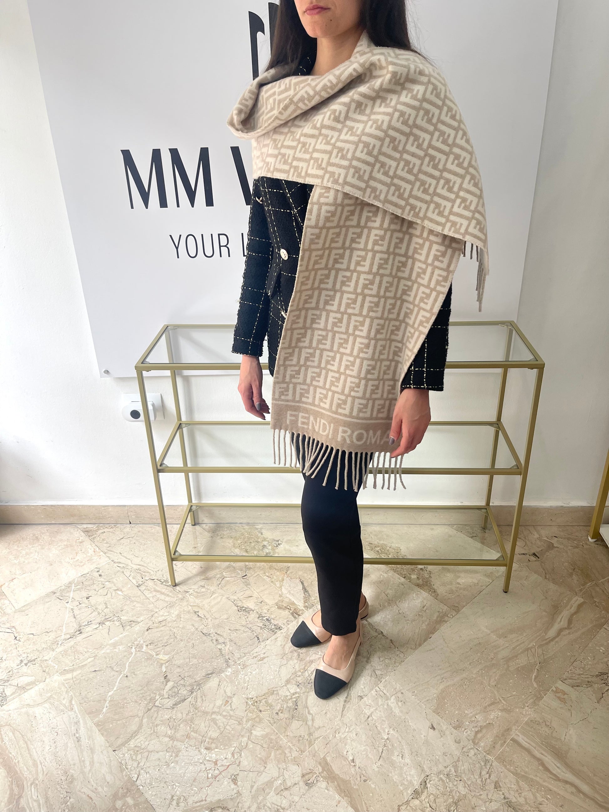 Sciarpa FF beige/avorio Fendi