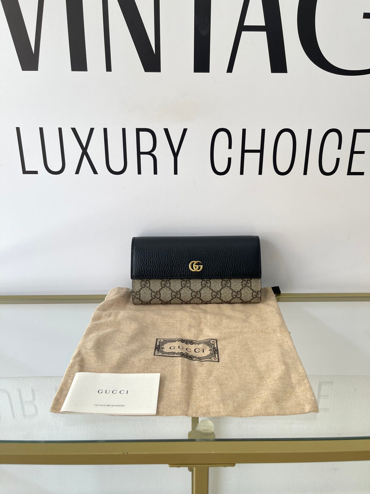 Portafoglio Continental GG Marmont Bicolore Gucci