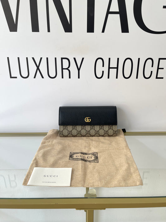 Portafoglio Continental GG Marmont Bicolore Gucci