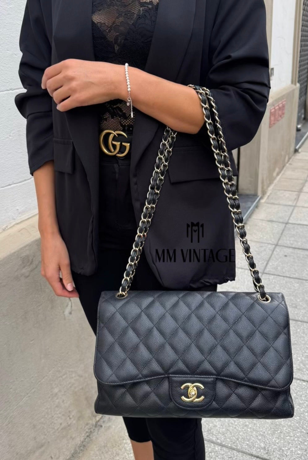 Borsa Timeless Jumbo hw oro caviar doppia patta Chanel