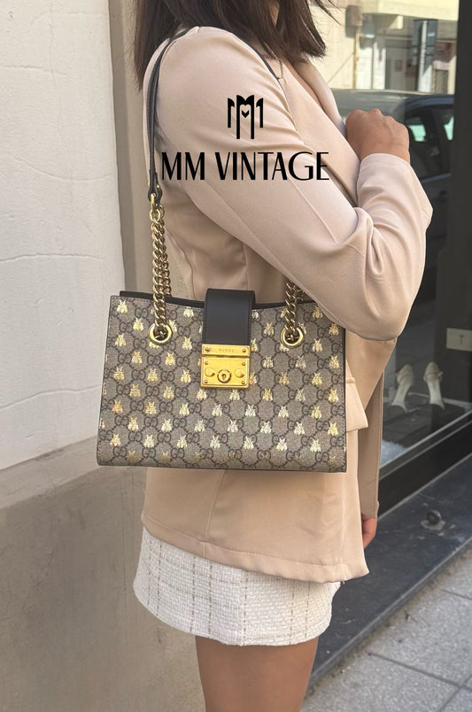 Borsa Padlock GG Supreme Bees Gucci