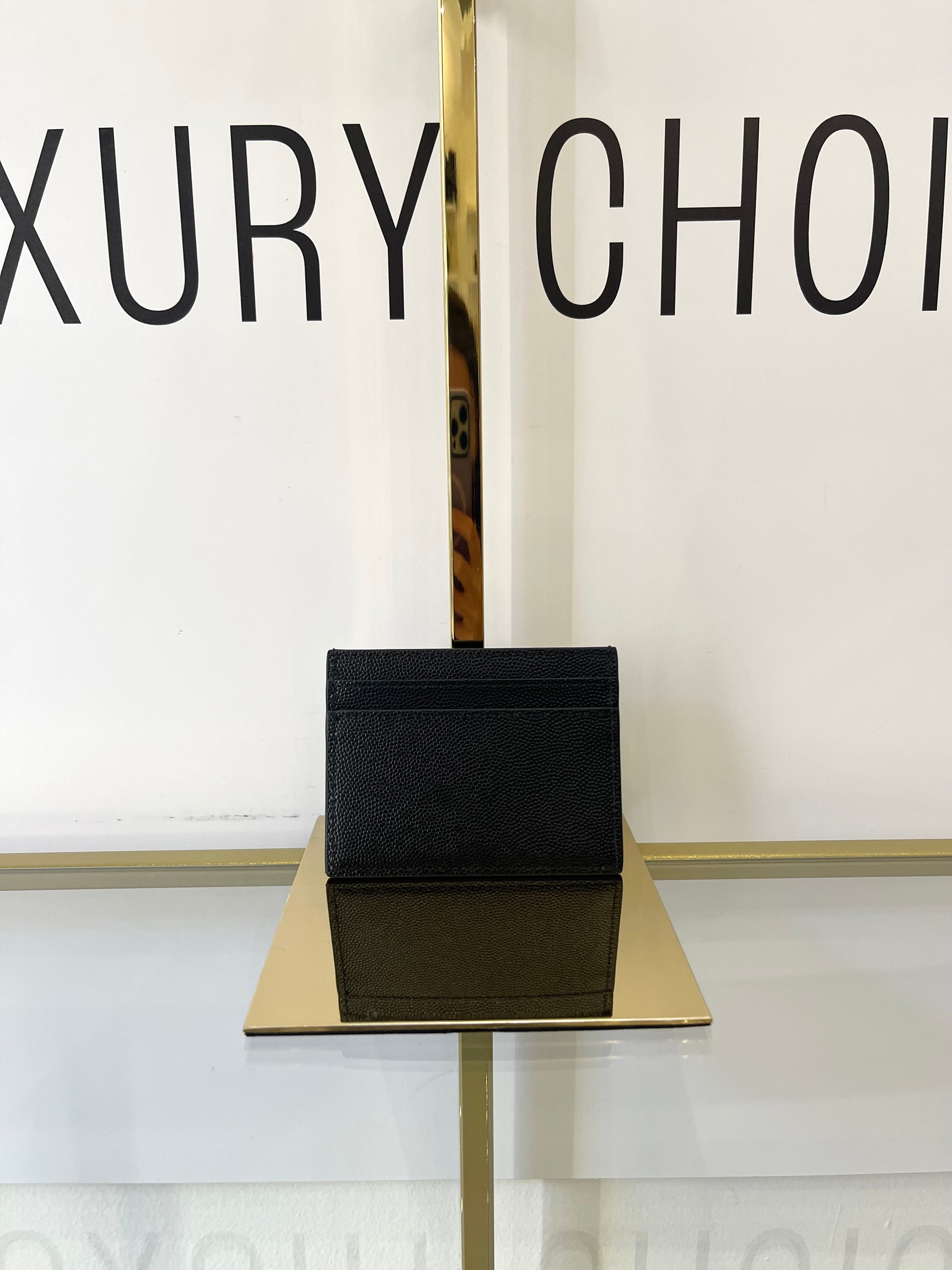 Portacarte in pelle martellata Saint Laurent nero