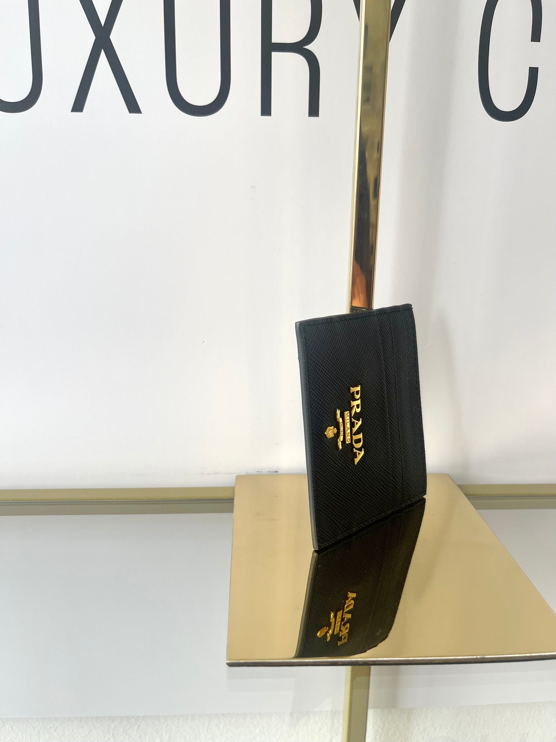 Portacarte in Saffiano nero Prada