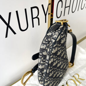 Borsa Mini Saddle Jacquard blu Dior