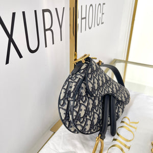 Borsa Mini Saddle Jacquard blu Dior
