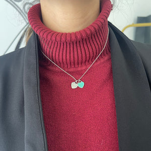 Girocollo cuori mini smaltato verde Tiffany