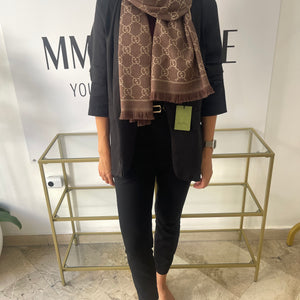Sciarpa GG jacquard sabbia/marrone Gucci
