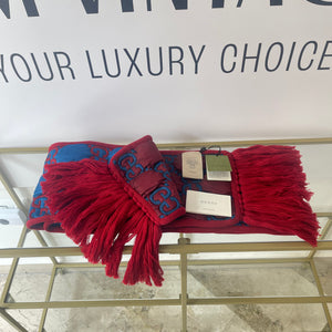 Sciarpa GG Trapuntata blu/rossa Gucci