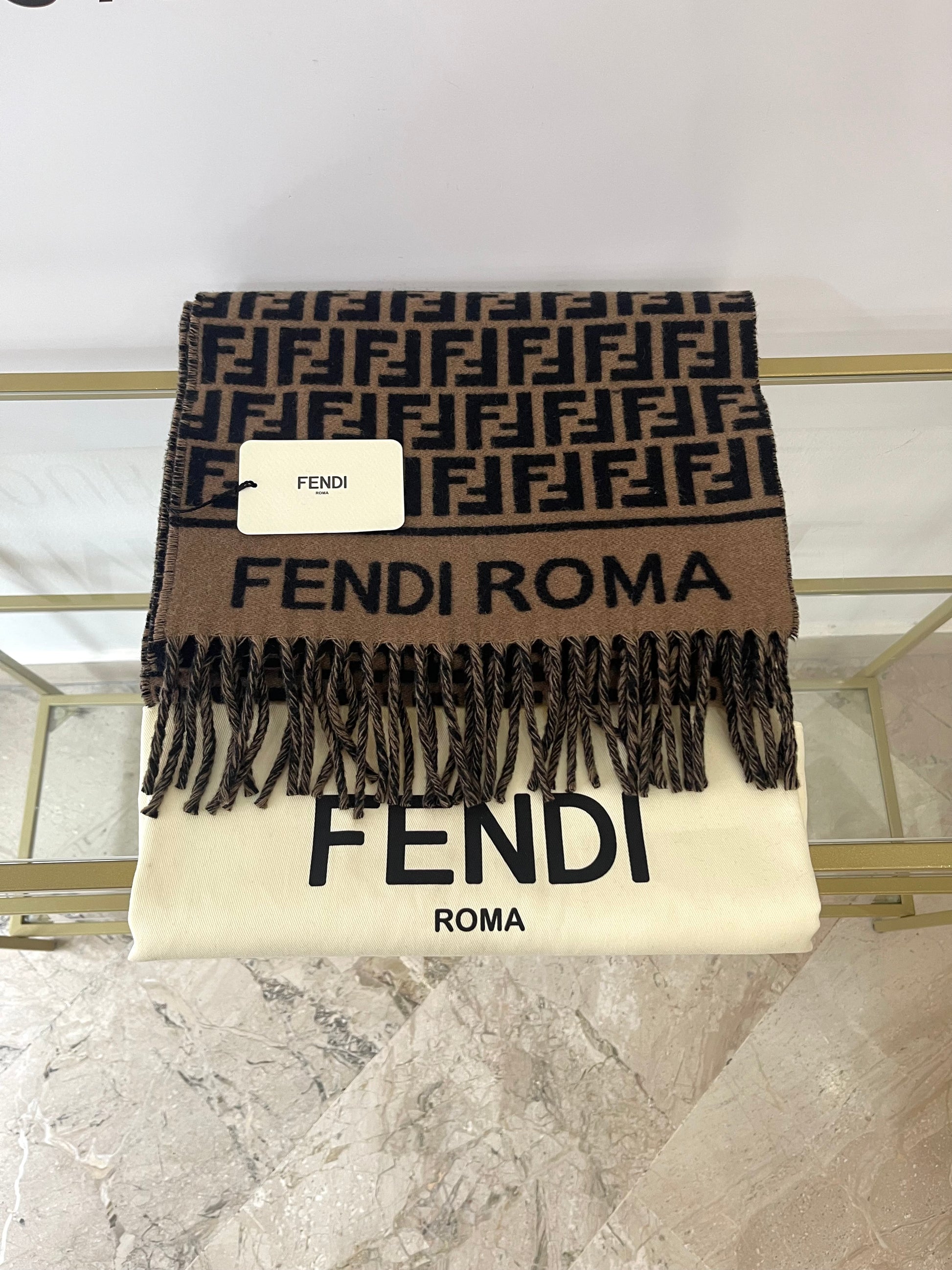 Sciarpa FF nero/tabacco Fendi