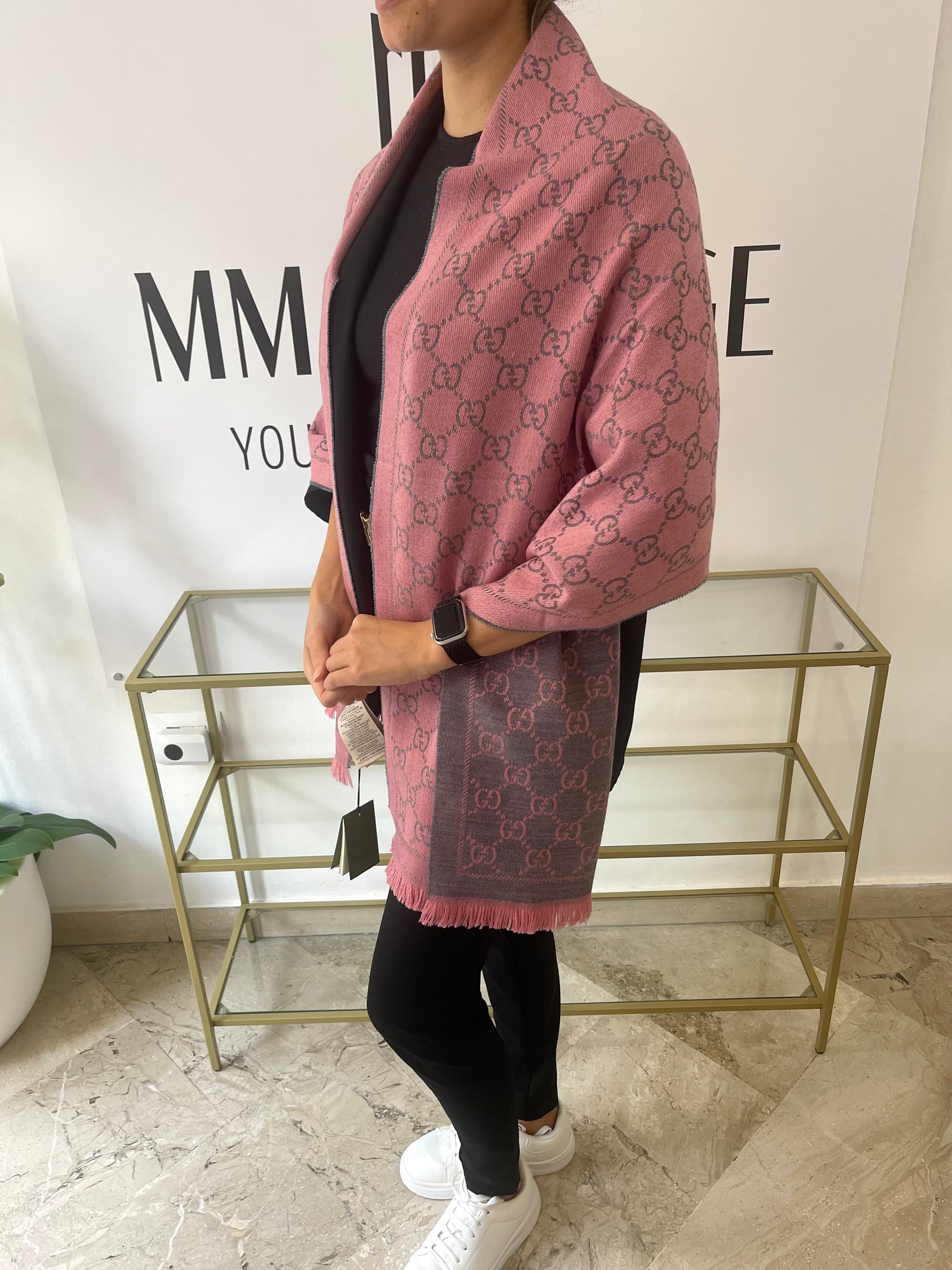 Sciarpa con motivo GG Jacquard rosa Gucci