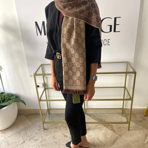Sciarpa GG jacquard sabbia/marrone Gucci