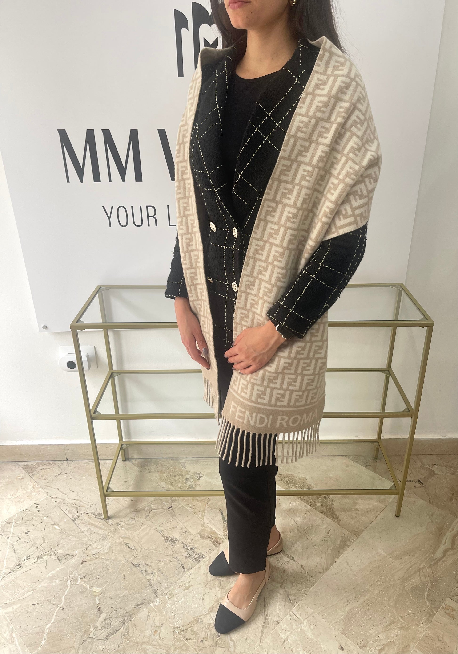 Sciarpa FF beige/avorio Fendi