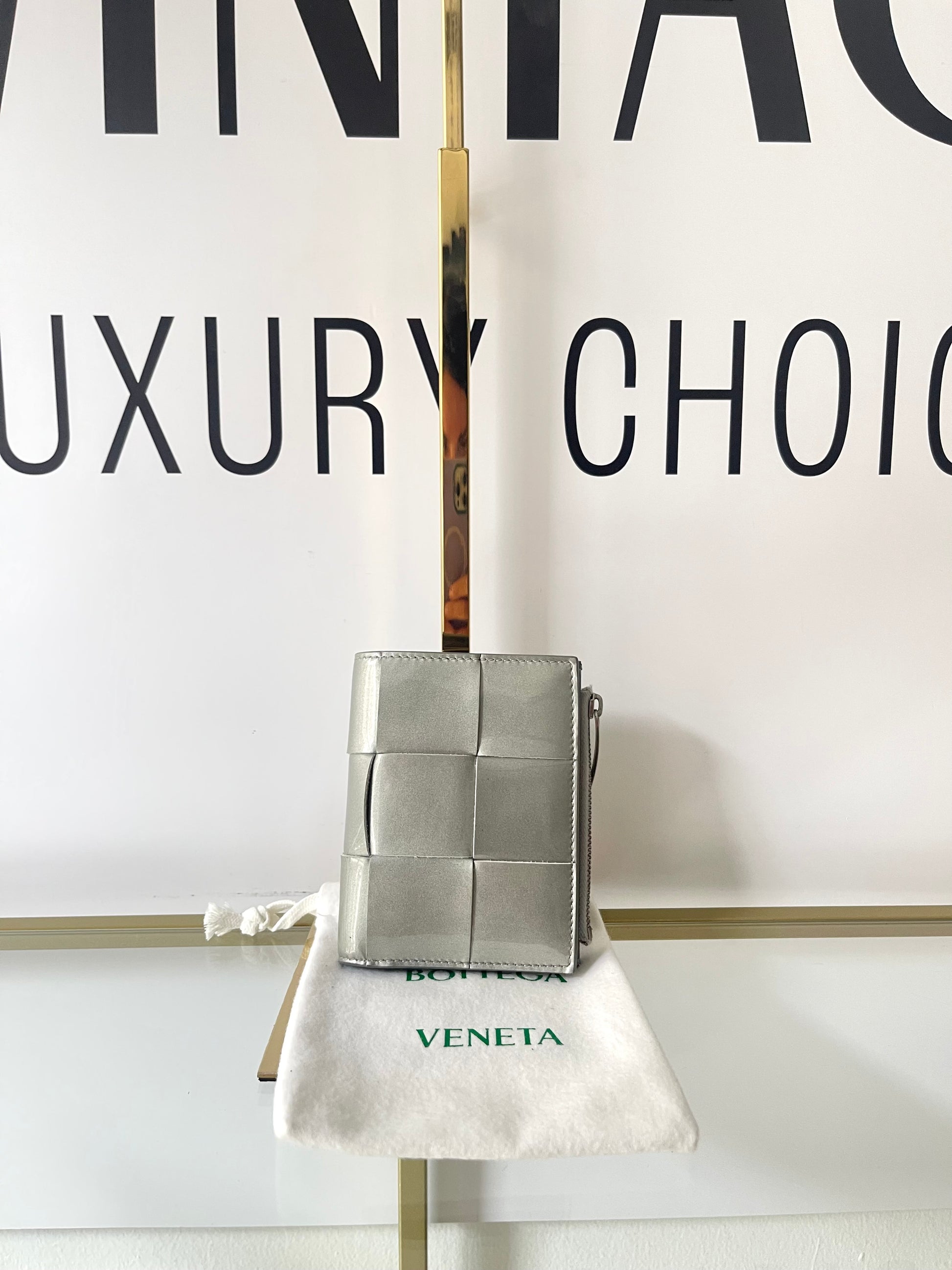 Portafoglio Cassette compatto argento Bottega Veneta