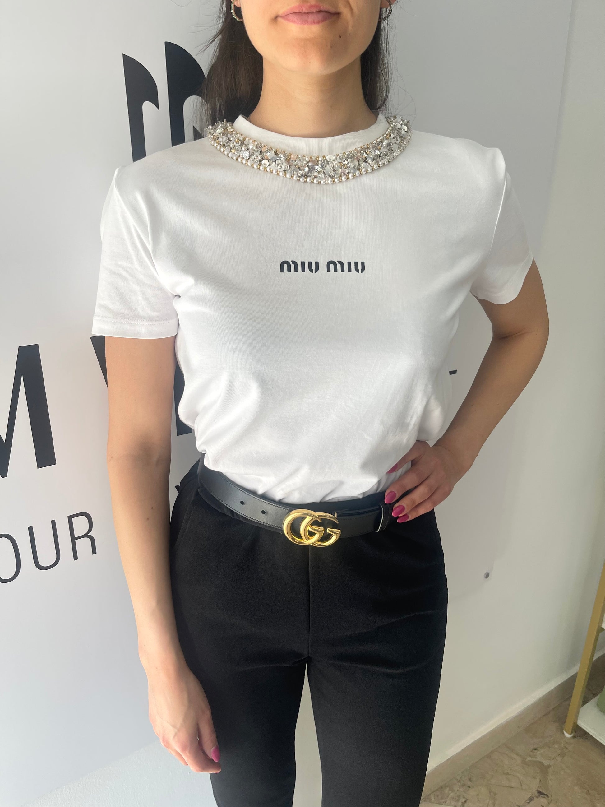 T-Shirt in cotone Miu Miu