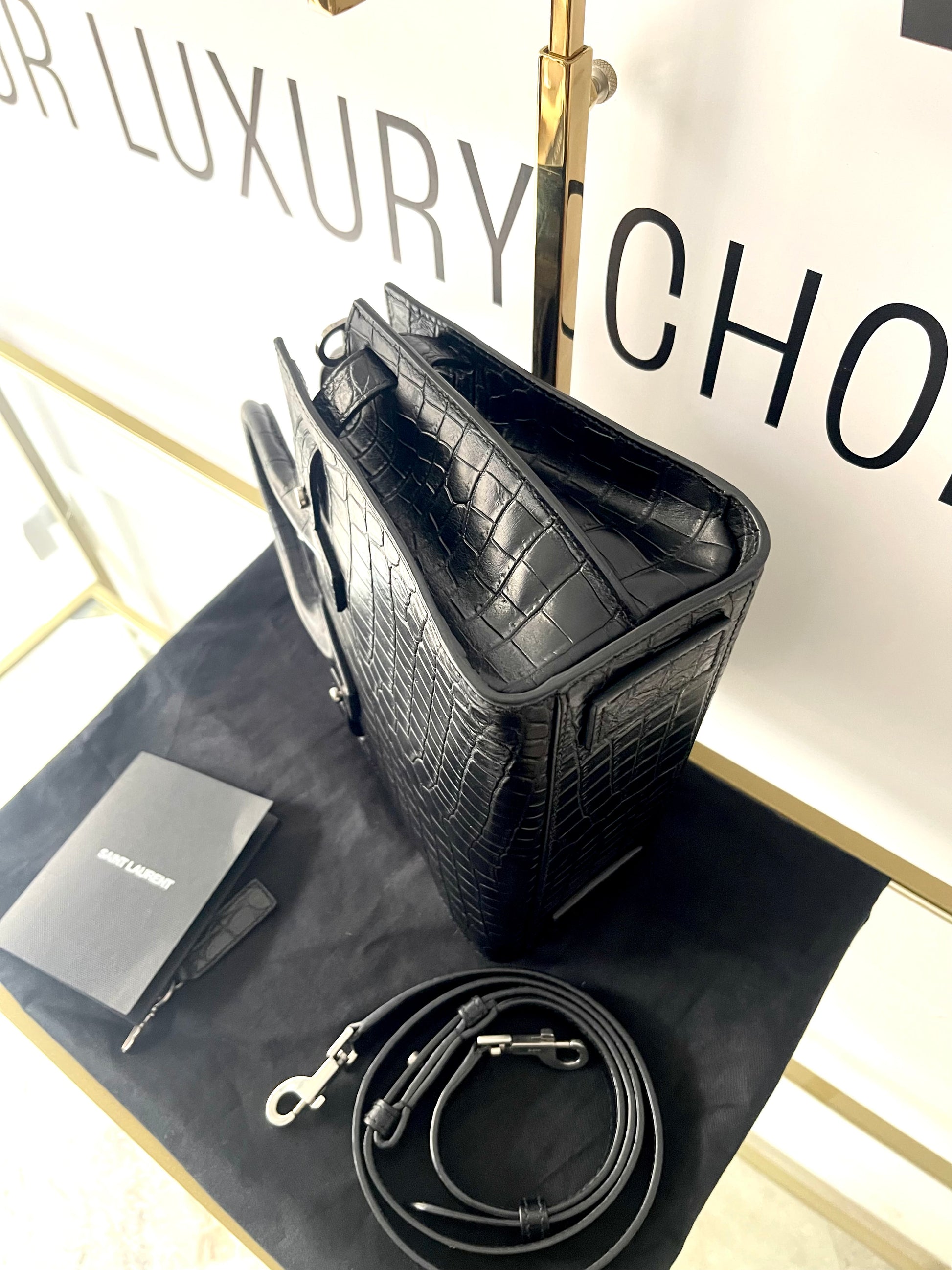 Borsa Sac De Jour Nano Goffrata Coccodrillo Saint Laurent