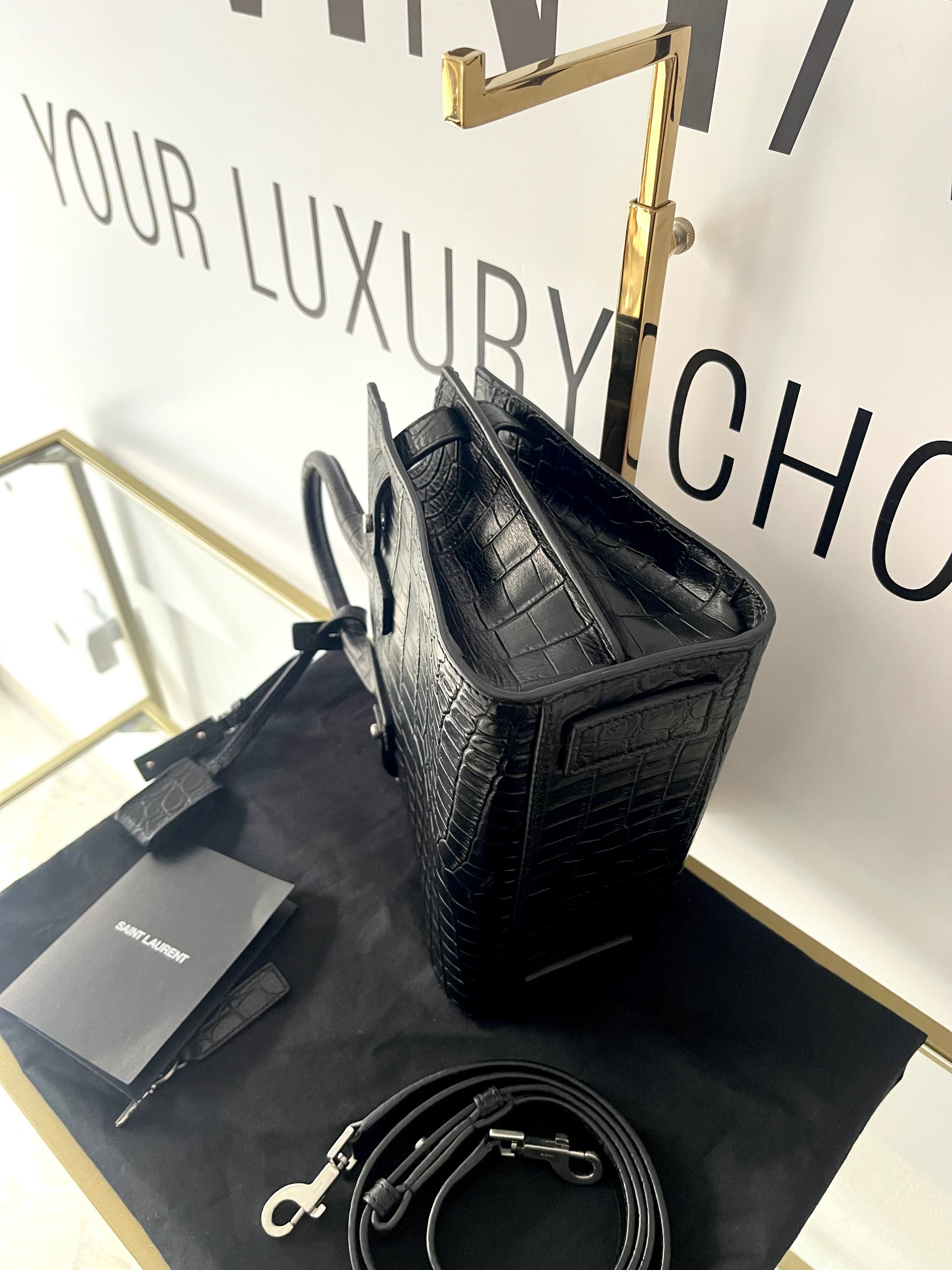 Borsa Sac De Jour Nano Goffrata Coccodrillo Saint Laurent