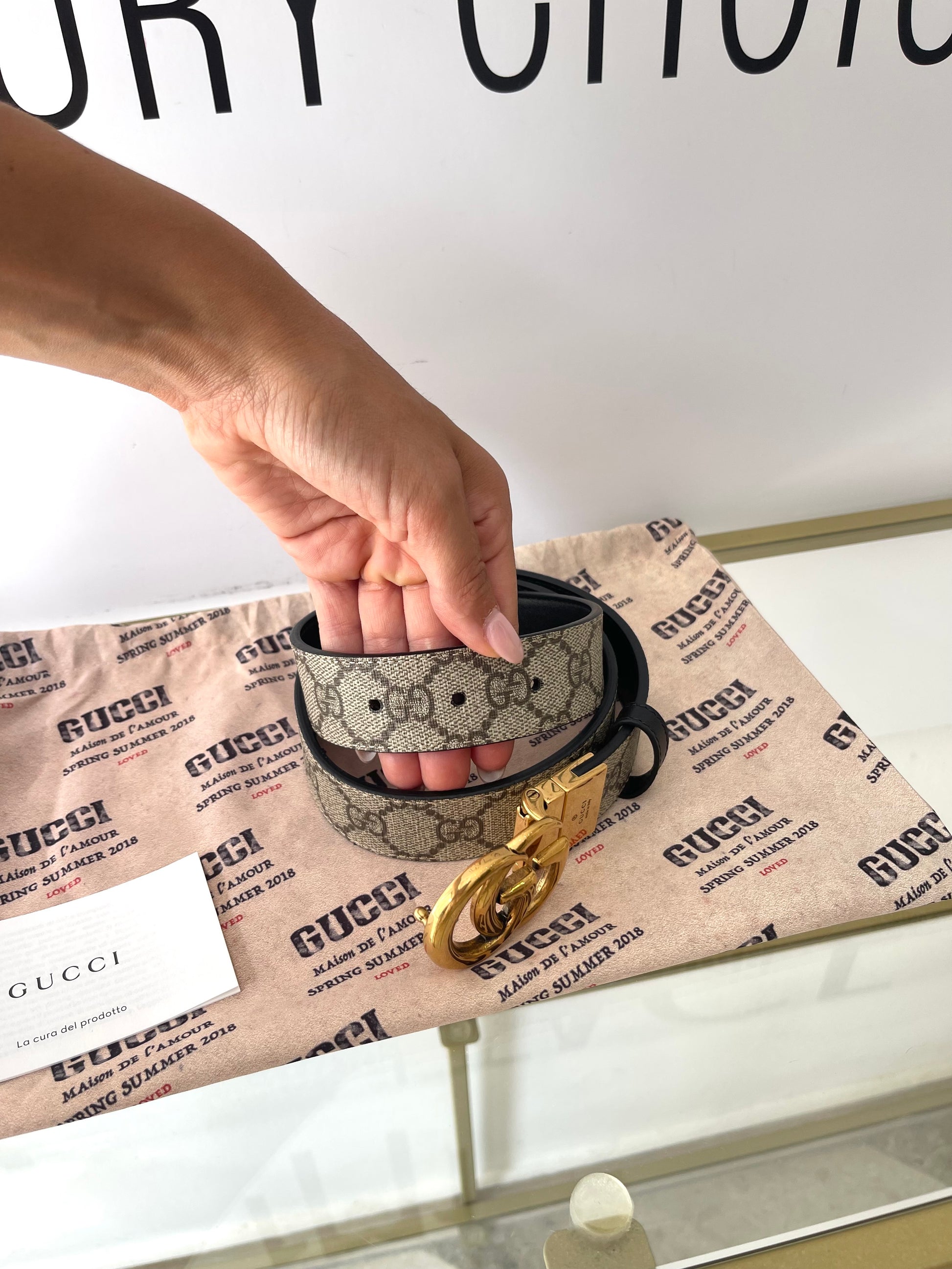 Cintura Reversibile GG Marmont Supreme 3 cm Gucci