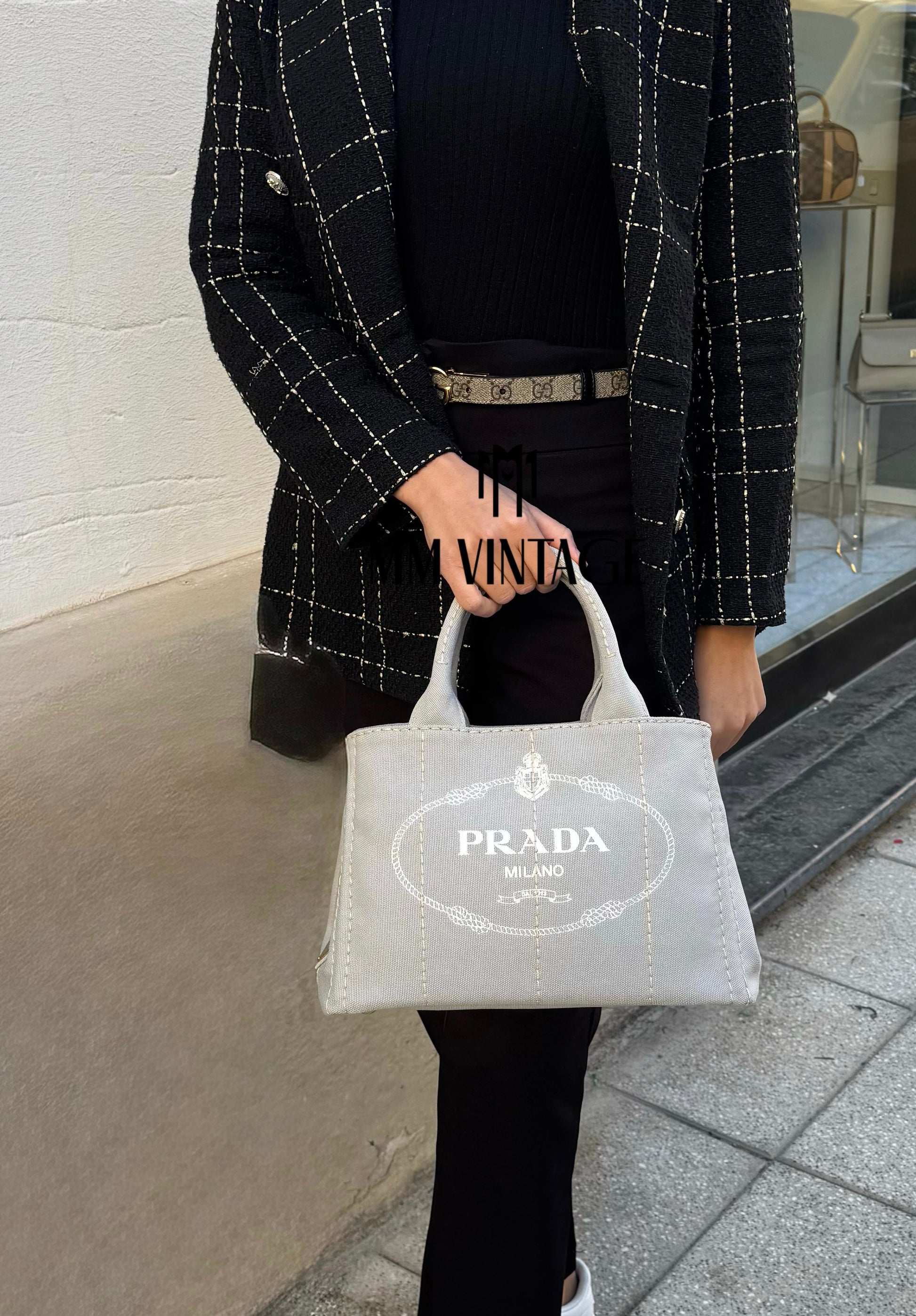 Borsa Shopping Bag Canapa Prada