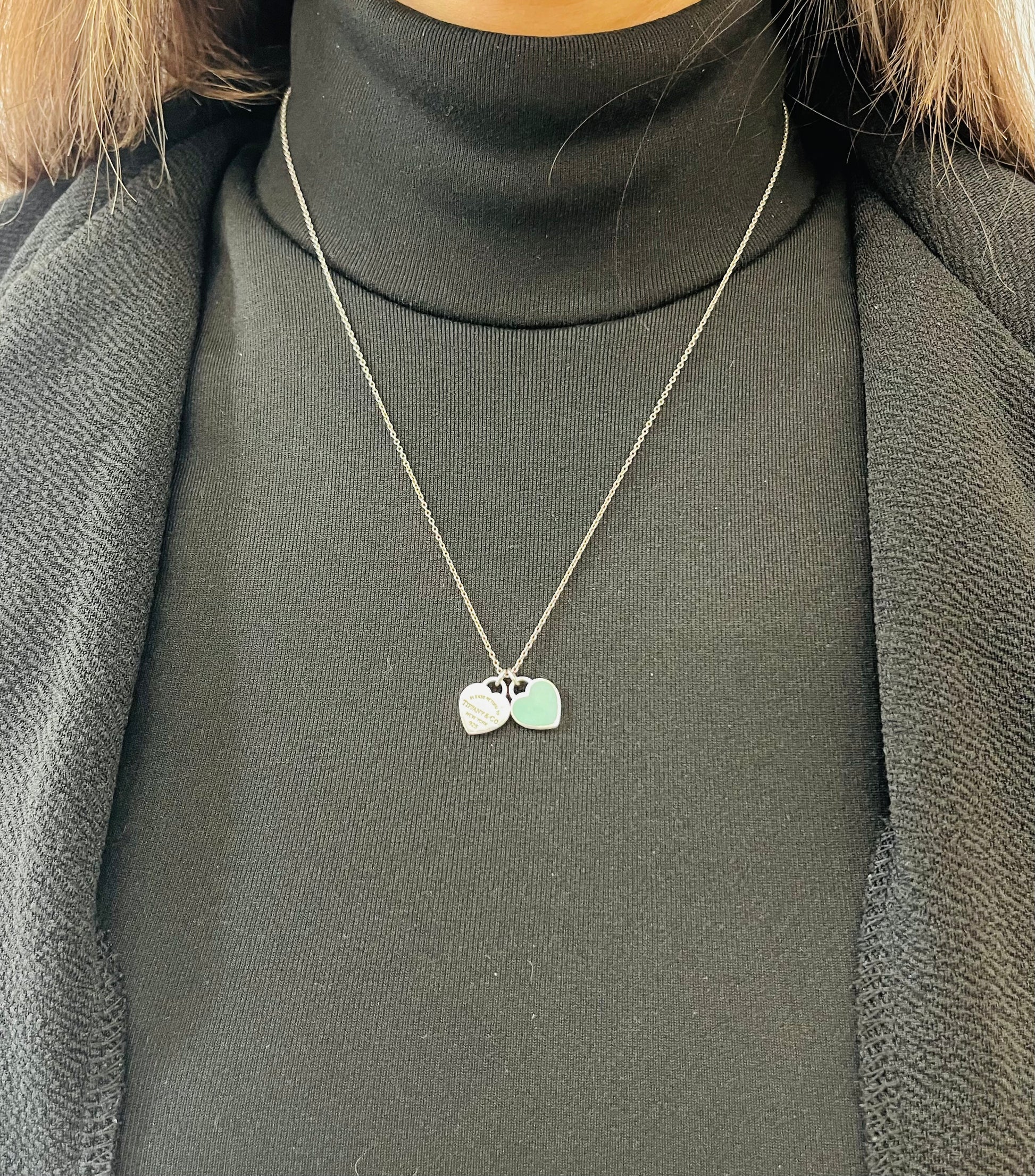 Girocollo cuori mini smaltato verde Tiffany