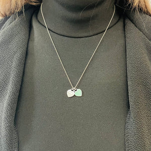 Girocollo cuori mini smaltato verde Tiffany