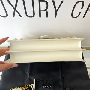 Borsa Love One Pinko in pelle borchie bianco