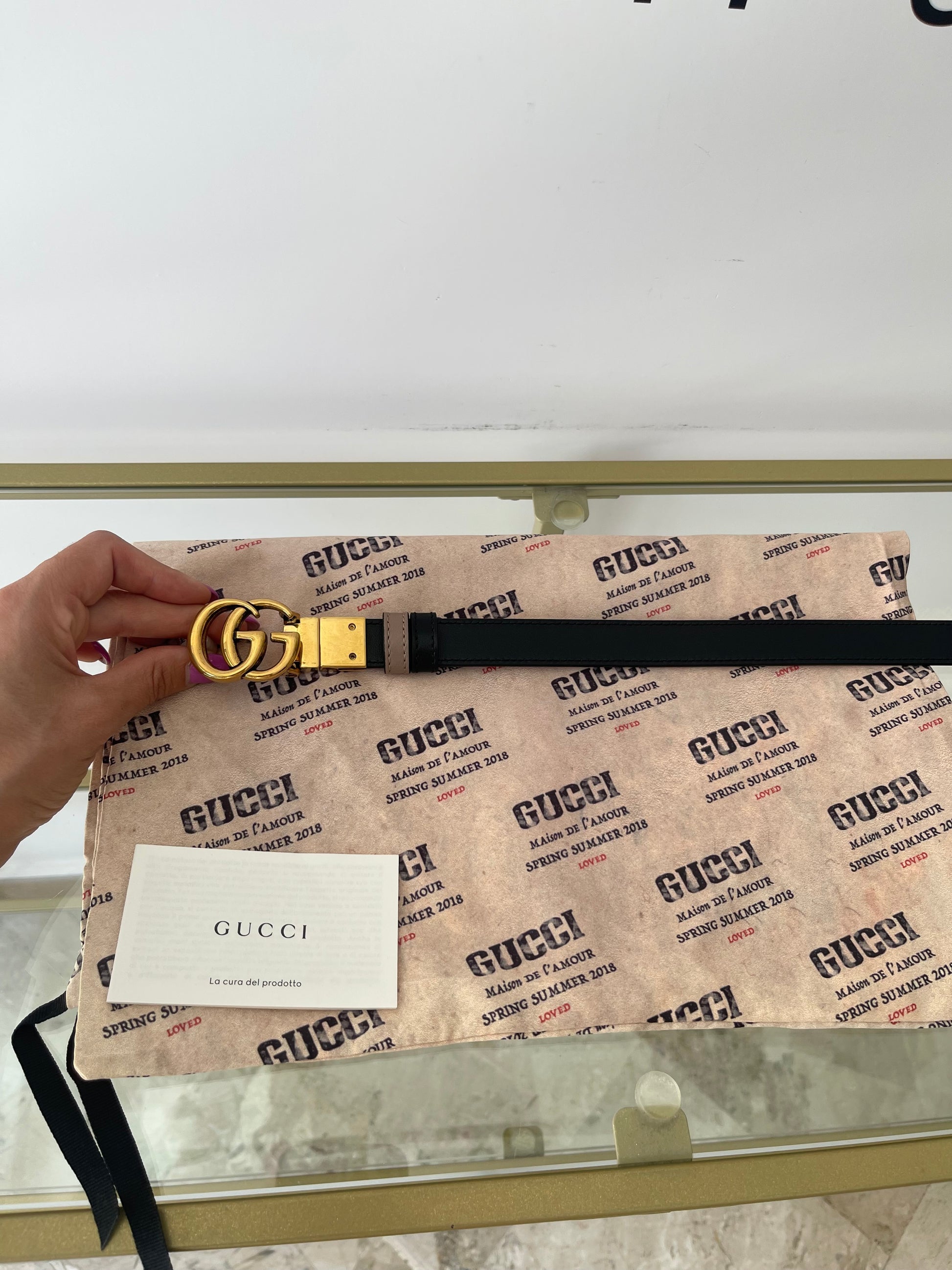 Cintura reversibile GG Marmont 2 cm Gucci