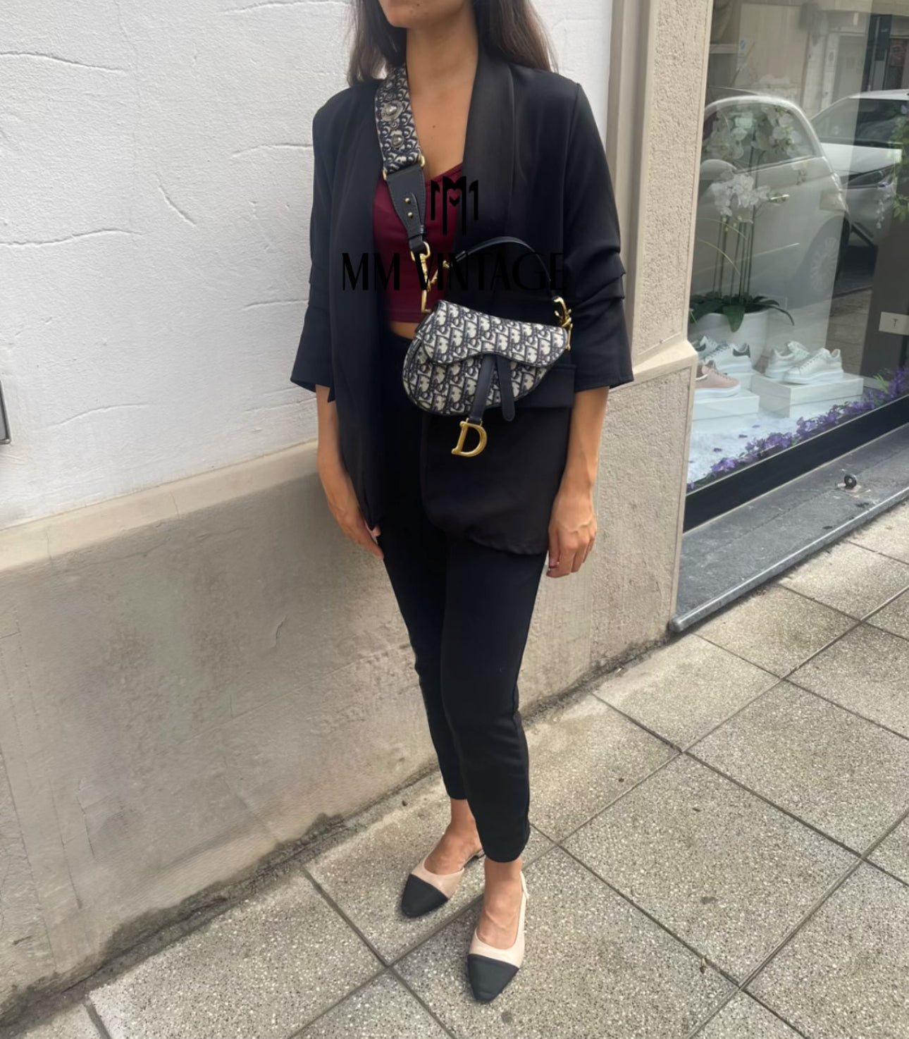 Borsa Mini Saddle Jacquard blu Dior