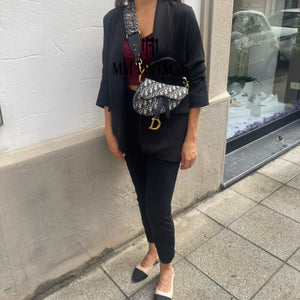 Borsa Mini Saddle Jacquard blu Dior