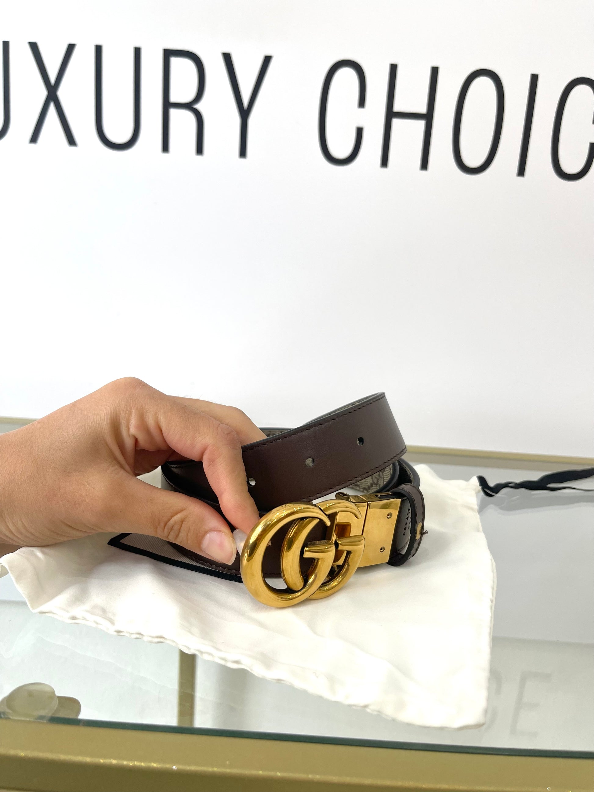 Cintura reversibile GG Marmont Supreme 3 cm Gucci