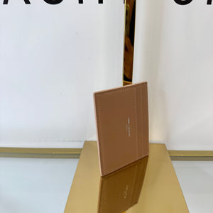 Portacarte in pelle martellata Saint Laurent beige scuro