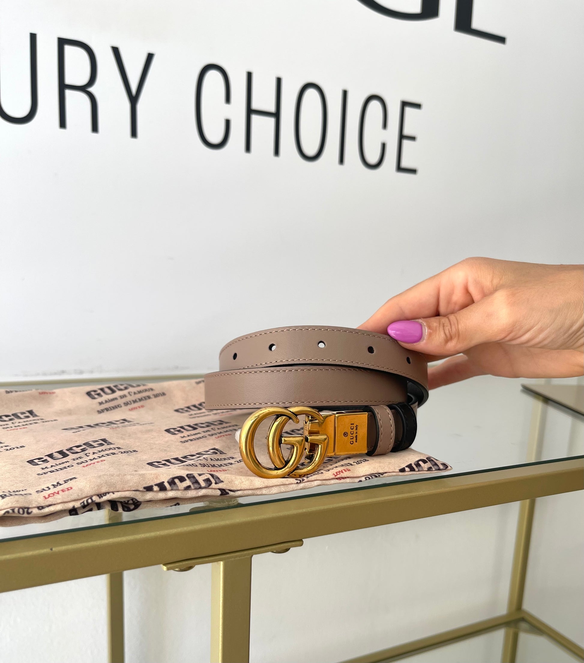 Cintura reversibile GG Marmont 2 cm Gucci