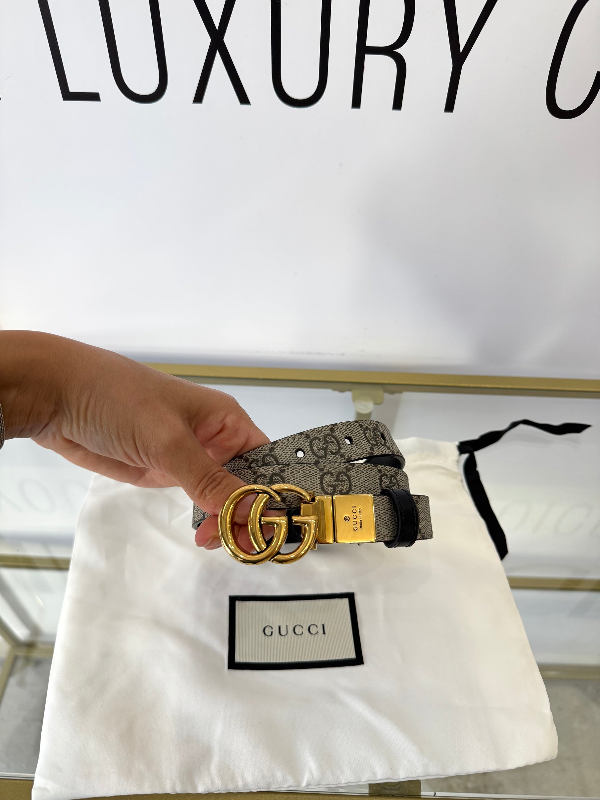 Cintura reversibile GG Marmont Supreme 2 cm Gucci