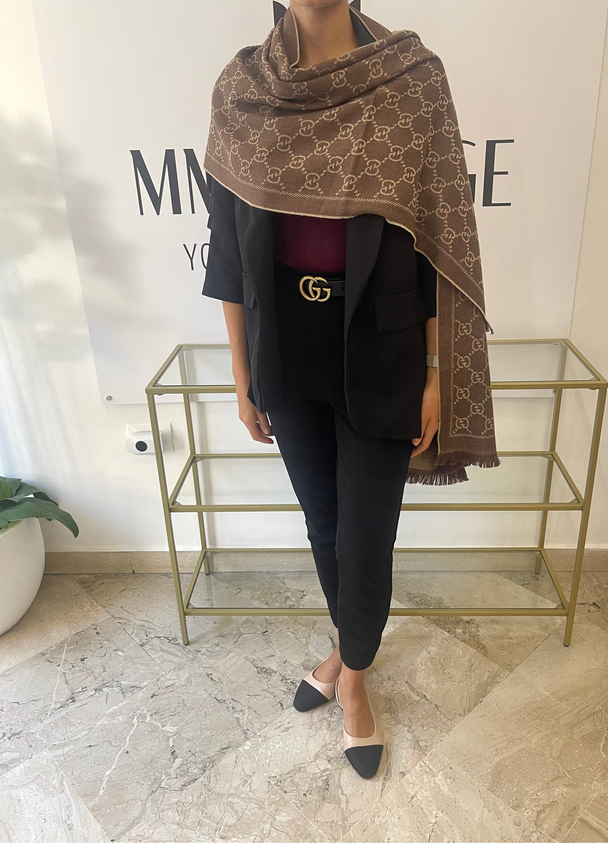 Sciarpa GG jacquard sabbia/marrone Gucci